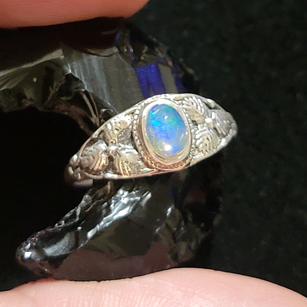 Genuine Opal Ring 925 Sterling Silver